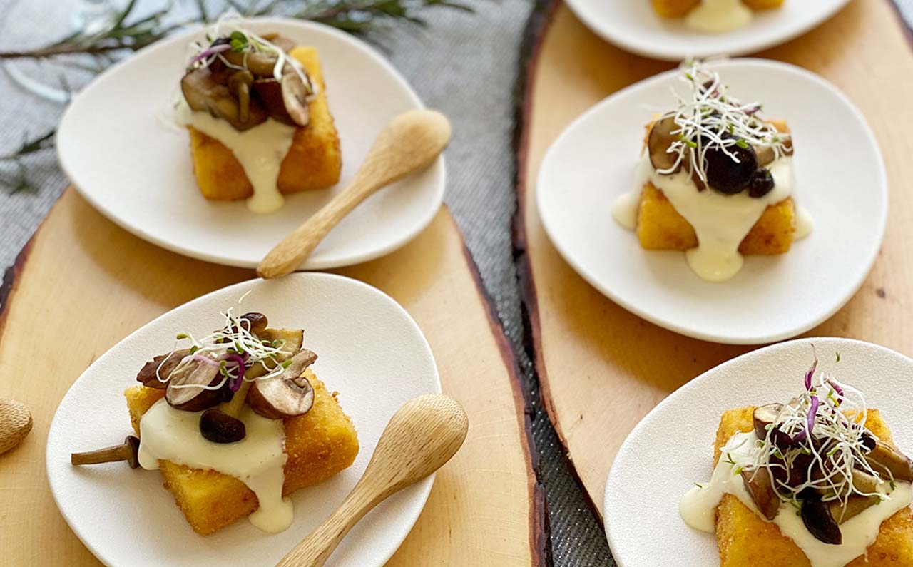 cubetti polenta pioppini burro salato toma